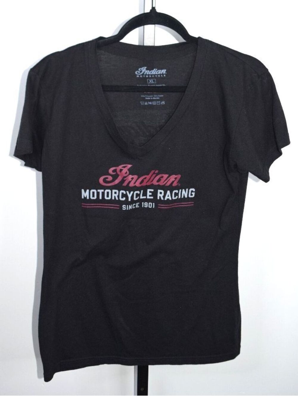 Indian Motorcycle T-Shirt Women's XL Black Kansas City Racing Graphic Tee